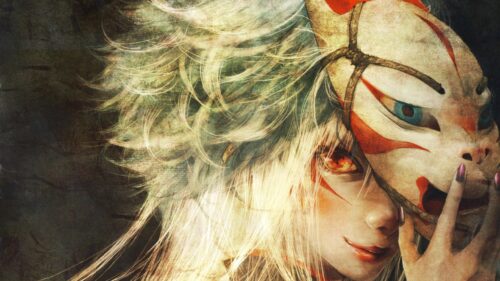 Mysterious Anime Girl with Traditional Japanese Fox Mask 4K Wallpaper