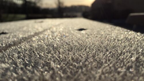 Macro Frost Crystals on Wooden Surface Winter Morning PC Wallpaper