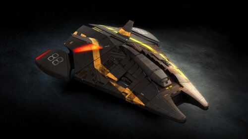 Futuristic Tactical Spaceship with Glowing Yellow Markings 4K Wallpaper