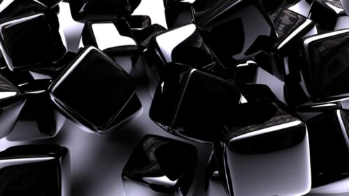Abstract Glossy Black Cubes 3D Minimalist Desktop Wallpaper