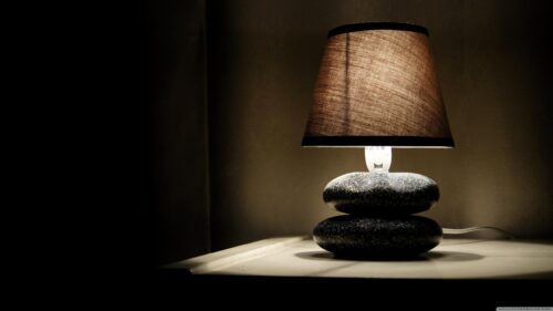 Minimalist Zen Stone Lamp Soft Lighting Desktop Wallpaper