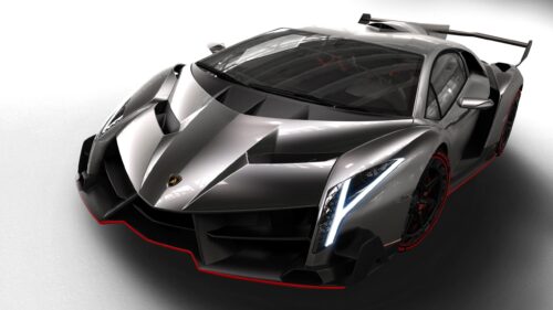 Silver Lamborghini Veneno Hypercar Front View 4K Wallpaper