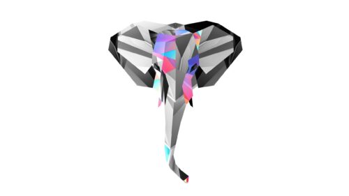 Abstract Geometric Elephant Head Digital Art 4K Wallpaper