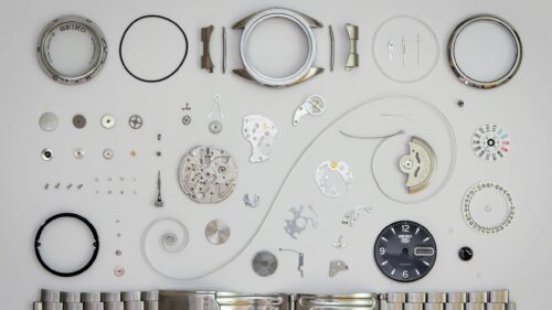 Disassembled Seiko 5 Automatic Watch Mechanism Technical Desktop Wallpaper