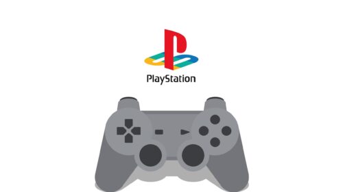 Minimalist PlayStation Logo and Classic Controller 4K Desktop Wallpaper