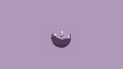 Minimalist Fox Pilot Flying Over Landscape Purple Aesthetic PC Wallpaper