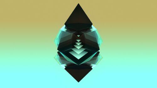 Abstract Geometric 3D Crystal Structure with Teal Glow PC Wallpaper