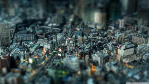Tilt Shift Miniature Tokyo Cityscape Aerial View PC Wallpaper