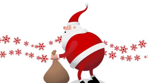 Minimalist Christmas Santa Claus with Red Snowflakes 4K PC Wallpaper