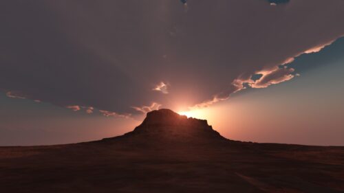 Stunning Sunset Over Desert Mountain Landscape 4K Wallpaper