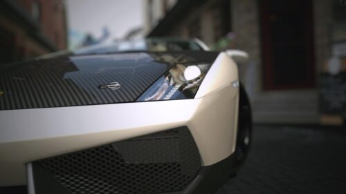 White Lamborghini Gallardo with Carbon Fiber Hood PC Wallpaper