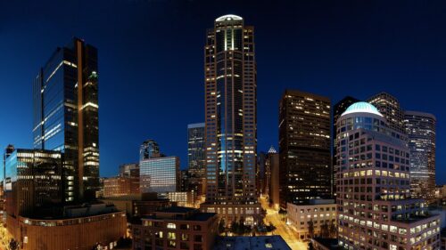 Seattle Skyline Night Panorama View High Quality 4K PC Wallpaper