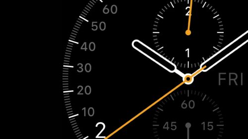 Minimalist Chronograph Watch Face Macro Black and Orange PC Wallpaper