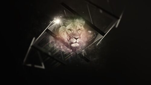Majestic Lion Abstract Geometric 4K Desktop Wallpaper