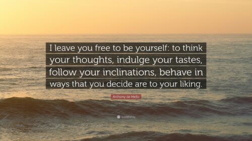 Inspirational Anthony de Mello Quote Over Golden Ocean Sunset PC Wallpaper
