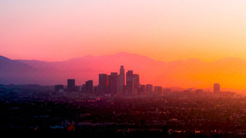 Breathtaking Los Angeles City Skyline Sunset 4K Desktop Wallpaper