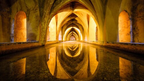 Stunning Gothic Stone Arches Architecture Reflection PC Wallpaper