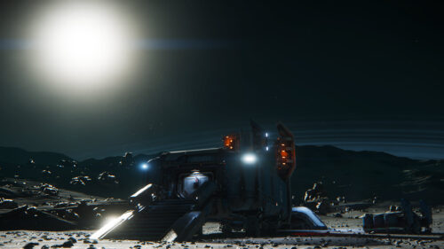 Futuristic Crusader Outpost on Alien Moon Surface 4K Wallpaper