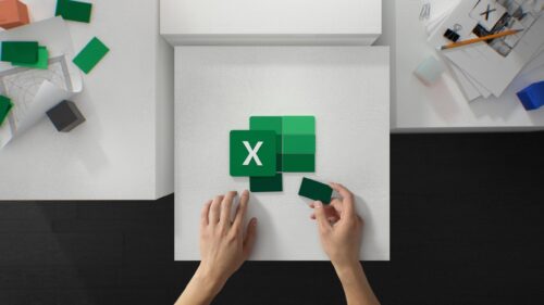 Minimalist Microsoft Excel Logo Workspace Concept 4K Wallpaper