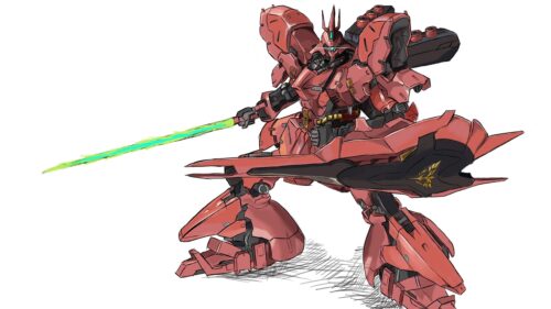 Red Sazabi Mobile Suit from Gundam Anime Character 4K Wallpaper