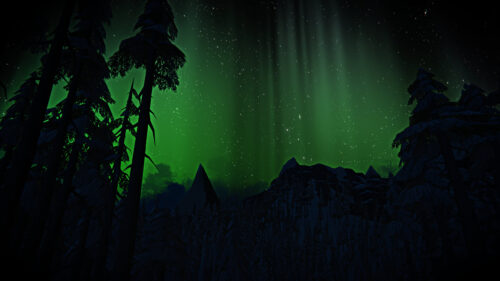 Stunning Green Aurora Borealis Over Snowy Pine Forest 4K Wallpaper