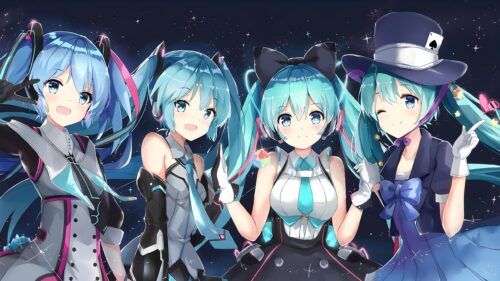 Hatsune Miku Multiple Variations Anime Girls In Space PC Wallpaper