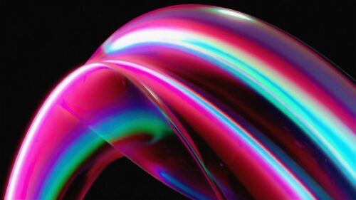 Iridescent Abstract 3D Curved Shape Neon PC Wallpaper
