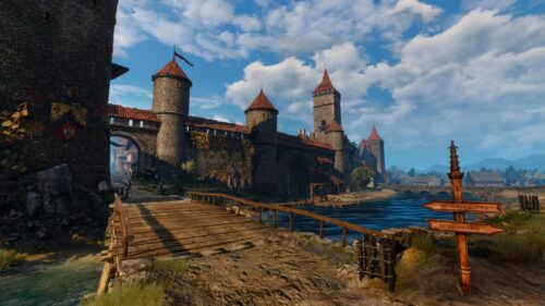 The Witcher 3 Medieval Fortress and Wooden Bridge PC Wallpaper