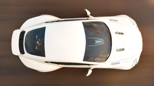 Stunning Top View White Sports Car Driving on Road PC Wallpaper