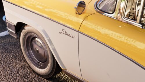 Vintage Stanier Classic Car Close Up Yellow and White PC Wallpaper