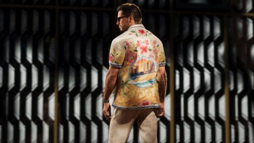Stylish Man in Tropical Flamingo Shirt Fashion Photography 4K Wallpaper