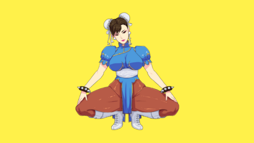 Chun Li Street Fighter Minimalist Style Yellow Background PC Wallpaper