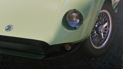 Vintage Light Green Classic Sports Car Close Up PC Wallpaper