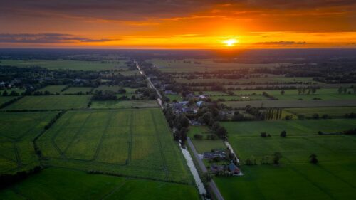 Breathtaking Rural Sunset Landscape Aerial View 4K Desktop Wallpaper