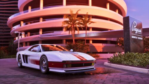 Pegassi Sports Car at Sunset Miami Style Luxury PC Wallpaper