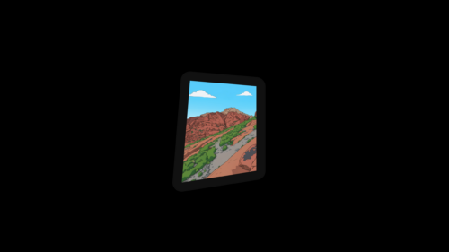 Minimalist Framed Desert Mountain Landscape Illustration Desktop Wallpaper