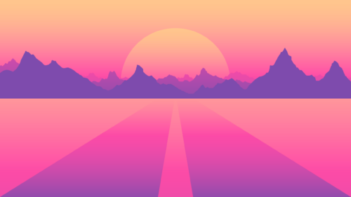 Minimalist Synthwave Sunset Mountains 4K Wallpaper