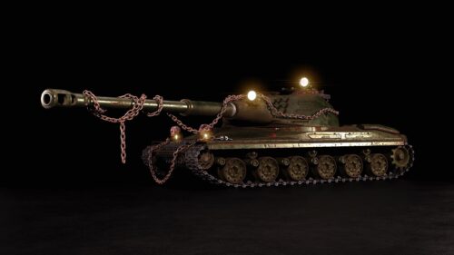 Gothic Rusty Tank Wrapped in Chains with Skulls Desktop Wallpaper