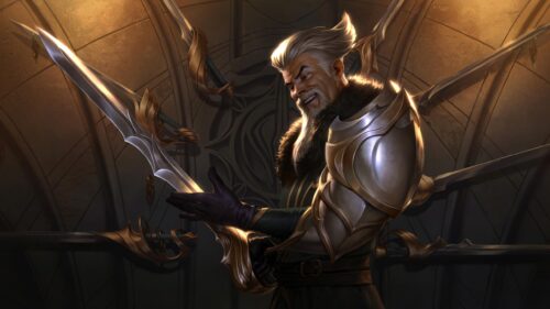 Elder Fantasy Warrior Summoning Blades Desktop Wallpaper