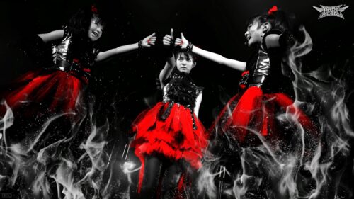 BABYMETAL Iconic Performance with Red and Black Aesthetic 4K Wallpaper