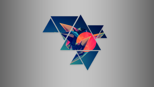 Abstract Geometric Triangle Crystal Art with Vibrant Sun Desktop Wallpaper