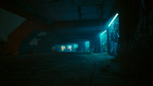 Cyberpunk Neon Underpass Dark Industrial City 4K PC Wallpaper