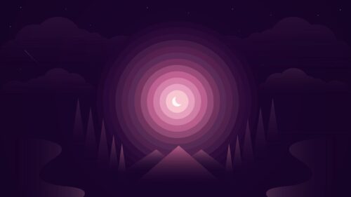Minimalist Purple Moonlit Night Landscape PC Wallpaper