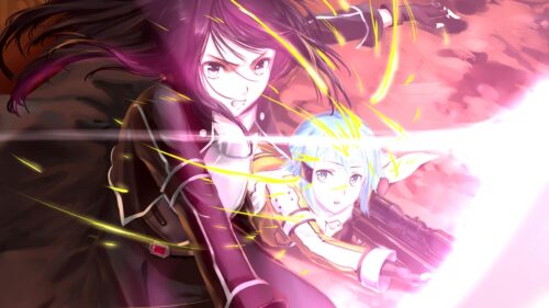 Sword Art Online Kirito and Sinon Combat Action 4K PC Wallpaper