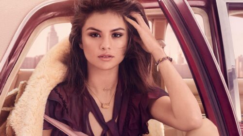 Stunning Selena Gomez Coach Campaign Portrait Desktop Wallpaper