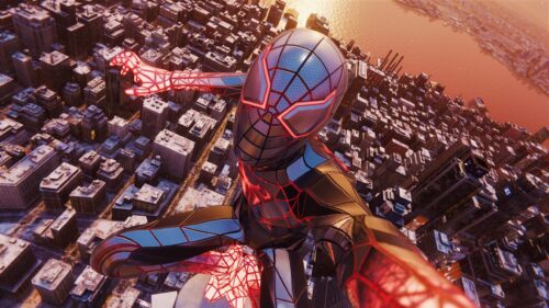 Miles Morales Spider Man Selfie Above New York City 4K Wallpaper