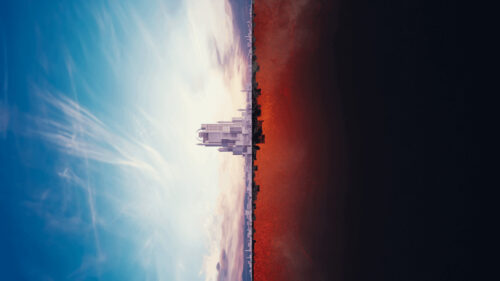 Abstract Dual World Sci-Fi City Skyline 4K Desktop Wallpaper