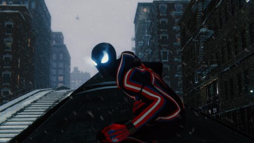 Miles Morales Spider Man in Snowy New York City 4K PC Wallpaper