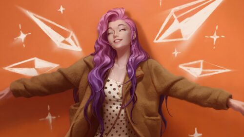 Seraphine League of Legends Radiant Pink Hair Character PC Wallpaper