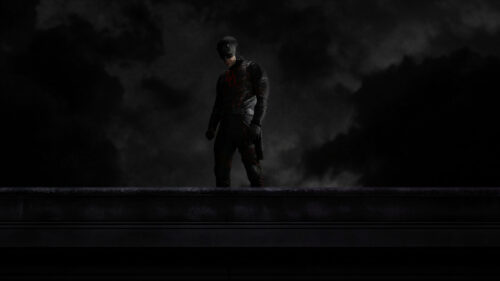 Daredevil Standing on Rooftop Dark Cinematic PC Wallpaper